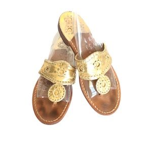 Jack Rogers Gold Leather Sandals Women’s